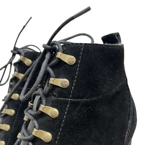 Diesel Womens Hi-Persis High Heel Ankle Boots EU 39 US 8.5 Black Grunge Gothic - Picture 3 of 12